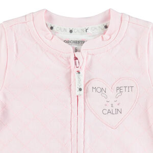 Ensemble avec gilet zippé à croisillons et pantalon print lapin au dos 