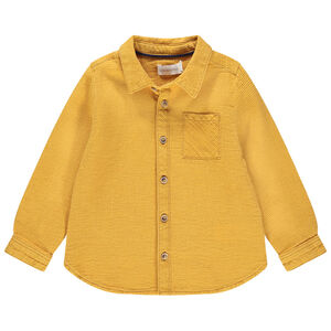 Chemise manches longues en maille fantaisie à poche 