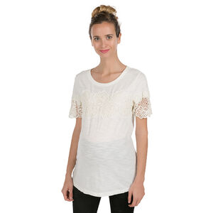 Tee-shirt de grossesse manches courtes avec fleurs en guipure  