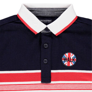 Polo manches longues à rayures et badge 