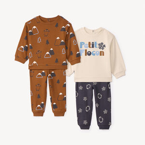 Lot de 2 ensembles de joggings molletonnés pour bébé garçon 