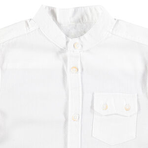 Chemise manches longues en coton fantaisie avec poche à raba 