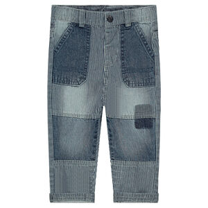 Jeans rayé effet used non doublé  
