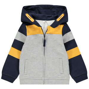 Gilet à capuche zippé à bandes contrastées 