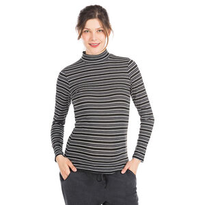 Sous-pull de grossesse côtelé à rayures col roulé 