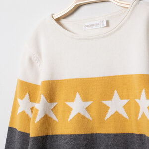 Pull en tricot contrasté à étoiles en jacquard 