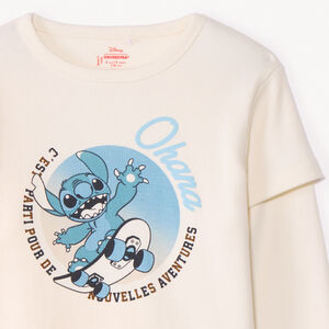 T-shirt manches longues nid d'abeille print Stitch Disney garçon 