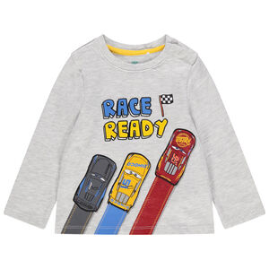 T-shirt manches longues gris chiné print voitures Cars Disney 