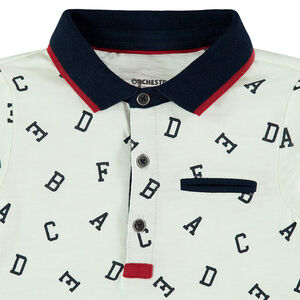 Polo manches longues en jersey avec lettre printées all-over 