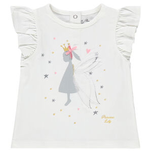 Tee-shirt manches courtes volantées avec princesse printée 