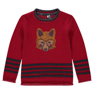 Pull manches longues en tricot à rayures et sequins 