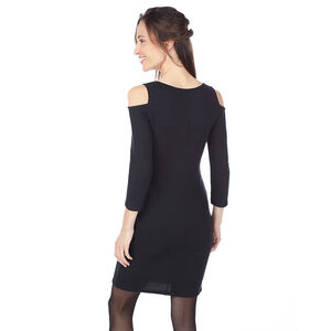 Robe de grossesse unie en maille avec épaules ajourées 