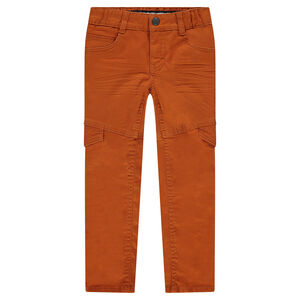 Pantalon coupe slim effet crinkle avec rabats  