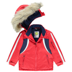 Blouson de ski doublé polaire avec fausse fourrure amovible 