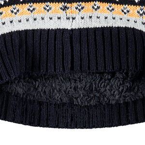 Bonnet en tricot doublé sherpa avec motif jacquard fantaisie 