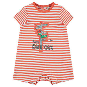 Combinaison courte en jersey avec patch brodé et printé 