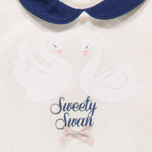 Ensemble tunique à col claudine et print cygnes et legging imprimé 