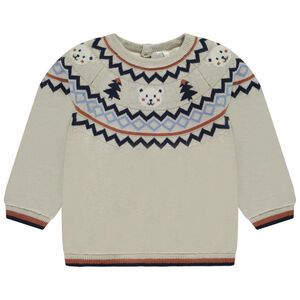 Pull doublé en velours avec motifs jacquard pour bébé garçon 