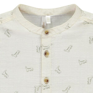 Chemise manches courtes col mao imprimé dinosaure pour bébé garçon 
