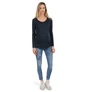 Tee-shirt de grossesse manches longues en jersey et fil argenté 