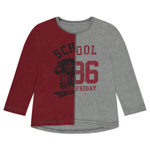 Tee-shirt manches longues bicolore effet trompe l'oeil 