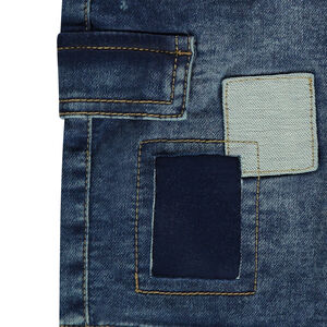 Bermuda en molleton effet used avec poches et patchs 