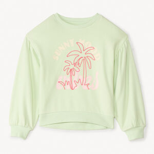Sweat en molleton manches bouffantes Palmier fille 