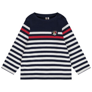 T-shirt style marinière en jersey avec badge brodé pour bébé garçon 
