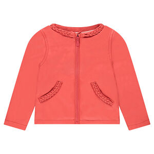 Veste en simili cuir corail avec finitions tressées 