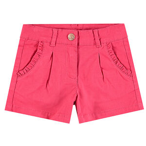 Short en coton avec biais volanté sur les poches 