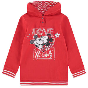 Sweat à capuche en molleton long avec print pailleté Mickey et Minnie Disney 