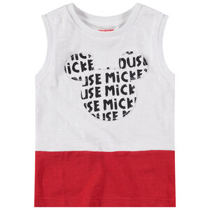 Débardeur en jersey bicolore avec Mickey Disney patché  