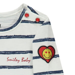 Marinière en jersey slub avec badge en twill Smiley 