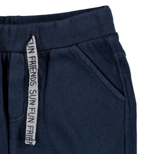 Bermuda en molleton uni avec cordons imprimés 