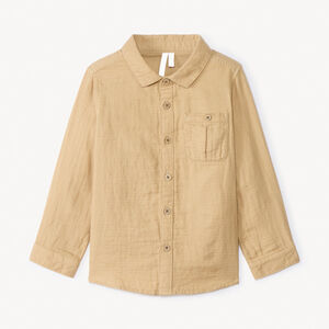Chemise manches longues uni en double gaze pour bébé garçon 