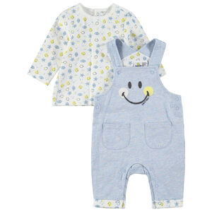Ensemble avec tee-shirt imprimé Smiley all-over et salopette à poches 