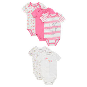 Lot de 5 bodies manches courtes en jersey à motifs fantaisie 