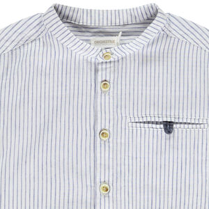 Chemise manches longues rayée à col mao garçon 