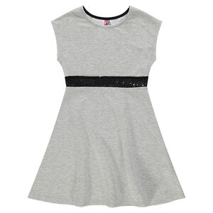 Junior - Robe en molleton sans manches avec bande en sequins noirs 