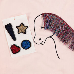 Sweat en molleton uni avec Licorne brodée et 4 adhésifs repositionnables fournis 