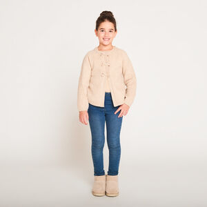 Gilet en tricot pressionné à nœuds fille 