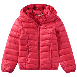 Doudoune light* imperméable à capuche avec sac de rangement à message printé 