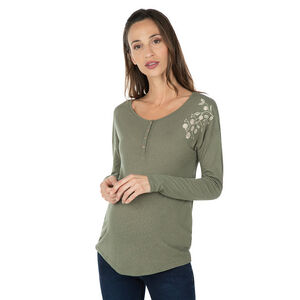 Tee-shirt manches longues de grossesse avec borderie florale 