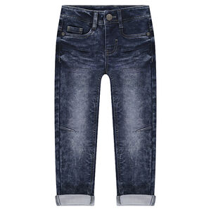 Jeans en molleton effet used et crinkle 