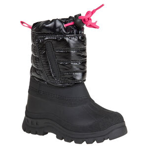 Après-ski noirs effet matelassé à lacets et patte auto-agrippante du 24 au 27 