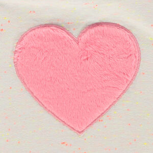 Tunique en maille effet neps avec coeur sherpa et épaules ajourées 