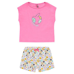 Pyjama court en jersey avec pommes printées 