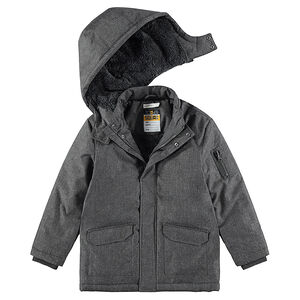 Parka chinée doublée sherpa avec capuche amovible et poches 