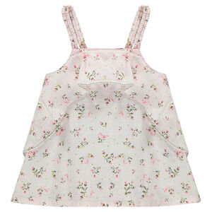 Top à fines bretelles avec imprimé fleuri all-over et volant 