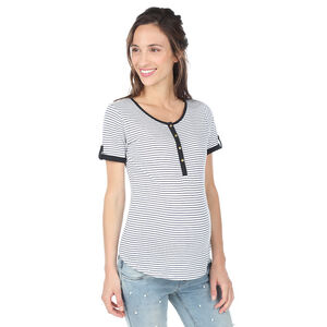 Tee-shirt manches courtes de grossesse et d'allaitement avec rayures all-over 